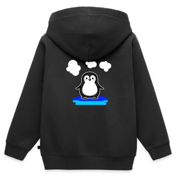 Pinguin Niedliches Tier - Kinder Premium Organic Zip Hoodie - Schwarz - Hinten - AI Model Kid Male (0cm)