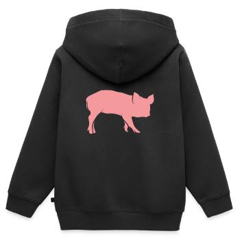 Schwein Ferkel - Kinder Premium Organic Zip Hoodie - Schwarz - Hinten - AI Model Kid Male (0cm)