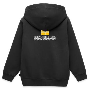 Le sauvetage en mer n'est pas un crime | réfugiés - Sweat Premium à capuche zippé enfant bio - noir - Dos - AI Model Kid Male (0cm)