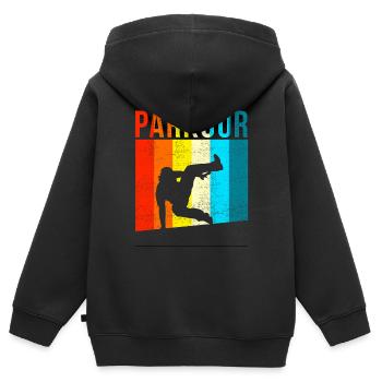 Parkour Vintage - Kinder Premium Organic Zip Hoodie - Schwarz - Hinten - AI Model Kid Male (0cm)