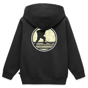 Eishockey Vintage - Kinder Premium Organic Zip Hoodie - Schwarz - Hinten - AI Model Kid Male (0cm)