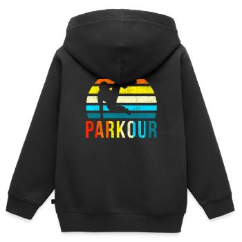 Vintage Parkour - Kinder Premium Organic Zip Hoodie - Schwarz - Hinten - AI Model Kid Male (0cm)