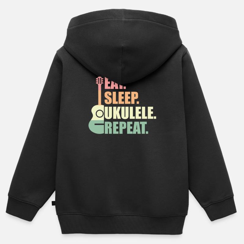 Ukulélé Retro cadeau - Sweat Premium à capuche zippé enfant bio - noir