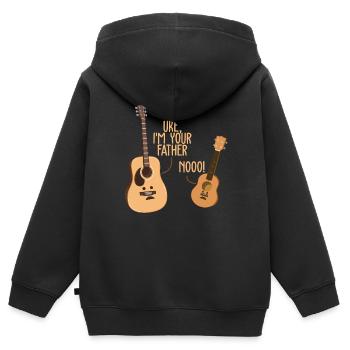 Ukulele - Sweat Premium à capuche zippé enfant bio - noir - Dos - AI Model Kid Male (0cm)
