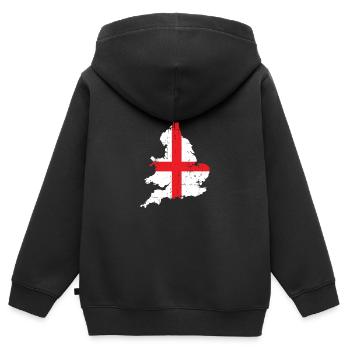 Angleterre - Sweat Premium à capuche zippé enfant bio - noir - Dos - AI Model Kid Male (0cm)