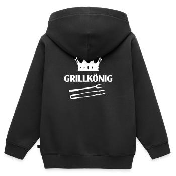 Barbecue King Grill Barbecue Crown Couverts De Barbecue - Sweat Premium à capuche zippé enfant bio - noir - Dos - AI Model Kid Male (0cm)