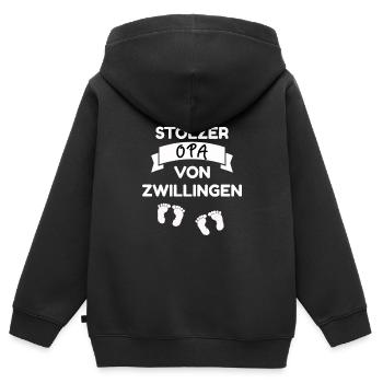 Stolzer opa von zwillingen Familie Großvater - Kinder Premium Organic Zip Hoodie - Schwarz - Hinten - AI Model Kid Male (0cm)
