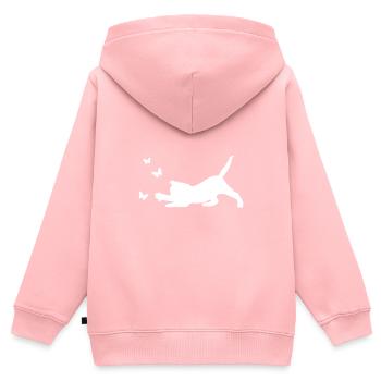 Papillon chat - Sweat Premium à capuche zippé enfant bio - rose - Dos - AI Model Kid Female (0cm)