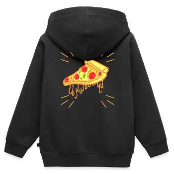 Pizza - Kinder Premium Organic Zip Hoodie - Schwarz - Hinten - AI Model Kid Male (0cm)