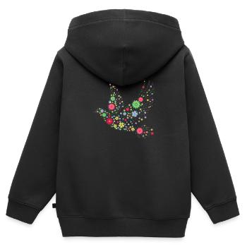 Hippie Vogel aus Blumen - Kinder Premium Organic Zip Hoodie - Schwarz - Hinten - AI Model Kid Male (0cm)