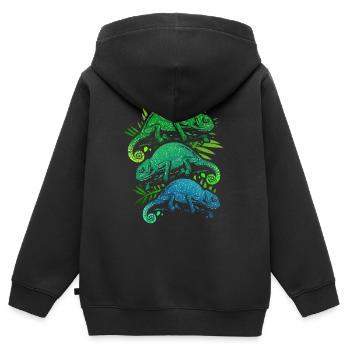 Caméléon - Sweat Premium à capuche zippé enfant bio - noir - Dos - AI Model Kid Male (0cm)