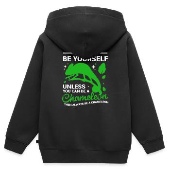 Chameleon Reptile Reptiles Iguana Camouflage Green - Kids Premium Organic Zip-up Hoodie - black - Back - AI Model Kid Male (0cm)