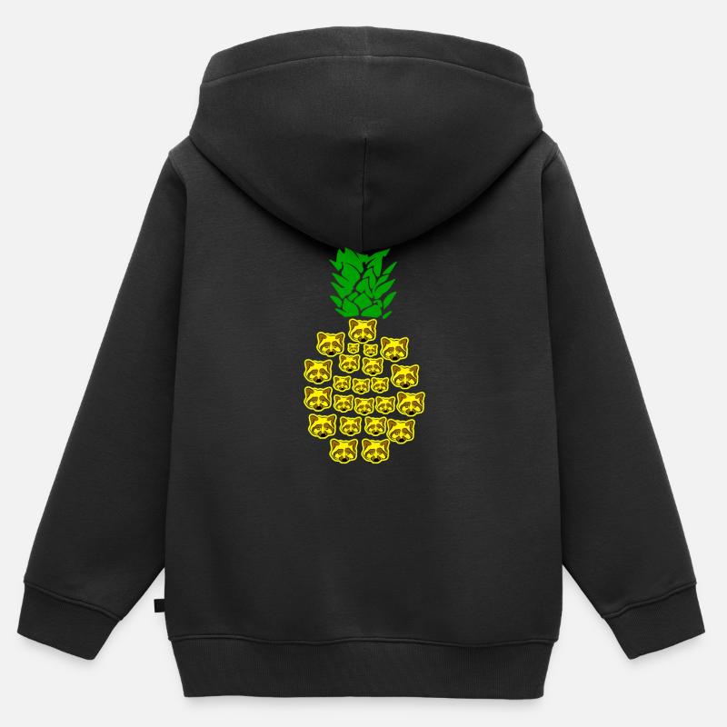 Ananas de raton laveur - Sweat Premium à capuche zippé enfant bio - noir