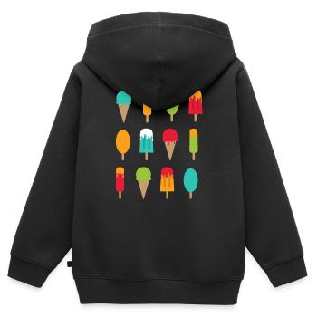 crème glacée - Sweat Premium à capuche zippé enfant bio - noir - Dos - AI Model Kid Male (0cm)