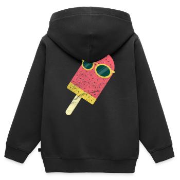 glace - Sweat Premium à capuche zippé enfant bio - noir - Dos - AI Model Kid Male (0cm)