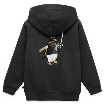 Manchot chevalier armure - Sweat Premium à capuche zippé enfant bio - noir - Dos - AI Model Kid Male (0cm)