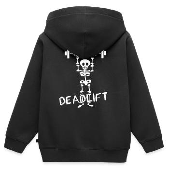 Deadlift - Kinder Premium Organic Zip Hoodie - Schwarz - Hinten - AI Model Kid Male (0cm)