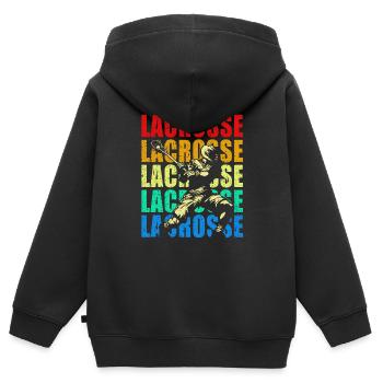 Lacrosse - Kinder Premium Organic Zip Hoodie - Schwarz - Hinten - AI Model Kid Male (0cm)
