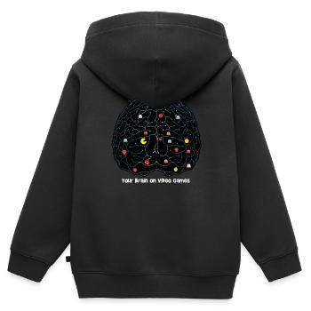 Votre cerveau sur les jeux vidéo - Sweat Premium à capuche zippé enfant bio - noir - Dos - AI Model Kid Male (0cm)
