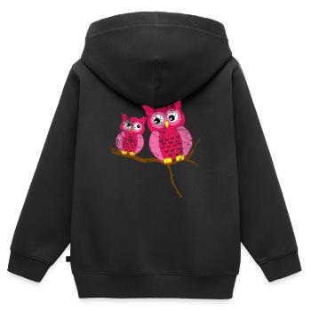 Eule Niedliches Tier - Kinder Premium Organic Zip Hoodie - Schwarz - Hinten - AI Model Kid Male (0cm)