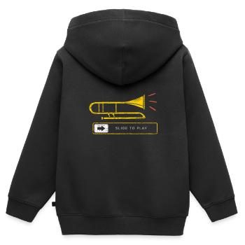 Posaune Instrument - Kinder Premium Organic Zip Hoodie - Schwarz - Hinten - AI Model Kid Male (0cm)
