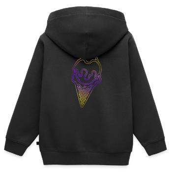 Glace crème glacée avec un sac de glace - Sweat Premium à capuche zippé enfant bio - noir - Dos - AI Model Kid Male (0cm)