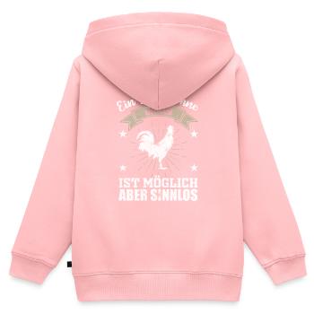 Huhn - Kinder Premium Organic Zip Hoodie - Rosa - Hinten - AI Model Kid Female (0cm)