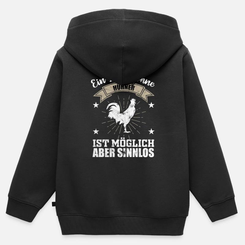 poulet - Sweat Premium à capuche zippé enfant bio - noir