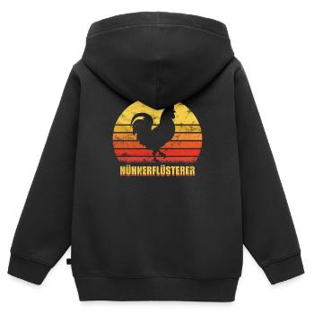 Whisperer de poulet poulet - Sweat Premium à capuche zippé enfant bio - noir - Dos - AI Model Kid Male (0cm)