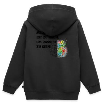 Gegen Nazis, Gegen Rechts Politik Shirt - Kinder Premium Organic Zip Hoodie - Schwarz - Hinten - AI Model Kid Male (0cm)
