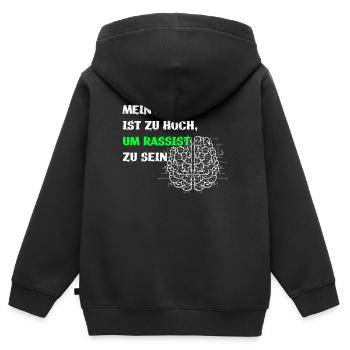 gegen Rassismus, Gegen Nazis, gegen Rechts, - Kinder Premium Organic Zip Hoodie - Schwarz - Hinten - AI Model Kid Male (0cm)