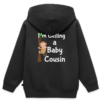 Ich bekomme einen Cousin Baby Affen Neugeborenes - Kinder Premium Organic Zip Hoodie - Schwarz - Hinten - AI Model Kid Male (0cm)