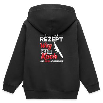 Recette Koch Pharmacien Drôle De dicton art culinaire - Sweat Premium à capuche zippé enfant bio - noir - Dos - AI Model Kid Male (0cm)