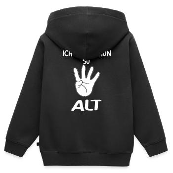 J'ai déjà 4 ans - Sweat Premium à capuche zippé enfant bio - noir - Dos - AI Model Kid Male (0cm)