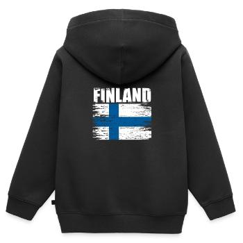 Finlande - Sweat Premium à capuche zippé enfant bio - noir - Dos - AI Model Kid Male (0cm)