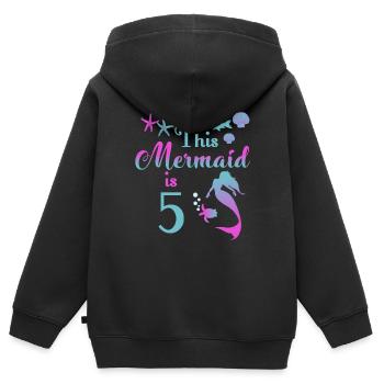 sirène 5 anniversaire fille 5 cadeau - Sweat Premium à capuche zippé enfant bio - noir - Dos - AI Model Kid Male (0cm)