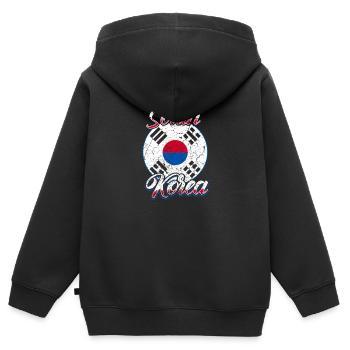 Corée du Sud Corée Coréen Coréen - Sweat Premium à capuche zippé enfant bio - noir - Dos - AI Model Kid Male (0cm)