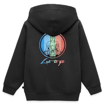 Bouddha laisse tomber - Sweat Premium à capuche zippé enfant bio - noir - Dos - AI Model Kid Male (0cm)