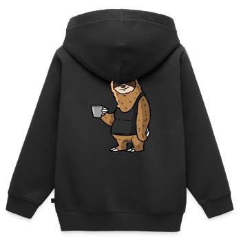 La paresse boit du café - Sweat Premium à capuche zippé enfant bio - noir - Dos - AI Model Kid Male (0cm)