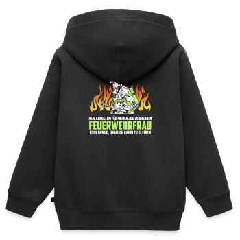 Feuerwehrfrau Feuerwehr - Kinder Premium Organic Zip Hoodie - Schwarz - Hinten - AI Model Kid Male (0cm)