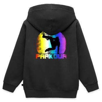 Retro Parkour Vintage - Kinder Premium Organic Zip Hoodie - Schwarz - Hinten - AI Model Kid Male (0cm)