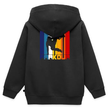 Vintage Parkour - Kinder Premium Organic Zip Hoodie - Schwarz - Hinten - AI Model Kid Male (0cm)