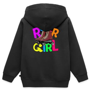 "Roller Girl" Rollschuh Mädchen - Kinder Premium Organic Zip Hoodie - Schwarz - Hinten - AI Model Kid Male (0cm)