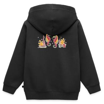 Seepferdchen Korallen - Kinder Premium Organic Zip Hoodie - Schwarz - Hinten - AI Model Kid Male (0cm)