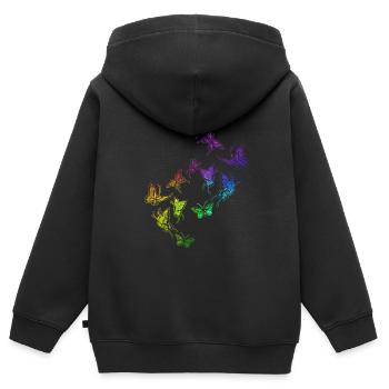 papillon essaim harmonie arc-en-ciel - Sweat Premium à capuche zippé enfant bio - noir - Dos - AI Model Kid Male (0cm)
