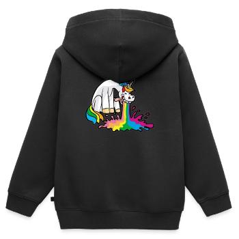 Caca Licorne Caca Passer Breaking Drôle - Sweat Premium à capuche zippé enfant bio - noir - Dos - AI Model Kid Male (0cm)