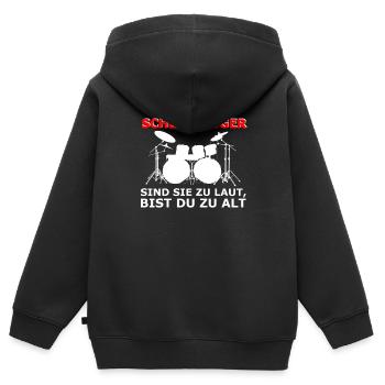 Schlagzeuger Sprüche Laut Musik Lustiges Geschenk - Kinder Premium Organic Zip Hoodie - Schwarz - Hinten - AI Model Kid Male (0cm)