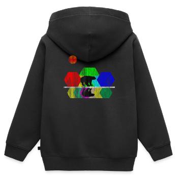 Honigdachs Wildtier - Kinder Premium Organic Zip Hoodie - Schwarz - Hinten - AI Model Kid Male (0cm)