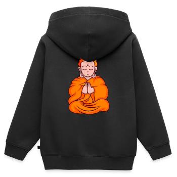 Cartoon Monk Cartoon Mönch - Kinder Premium Organic Zip Hoodie - Schwarz - Hinten - AI Model Kid Male (0cm)