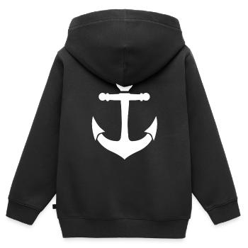 Ancre - Sweat Premium à capuche zippé enfant bio - noir - Dos - AI Model Kid Male (0cm)
